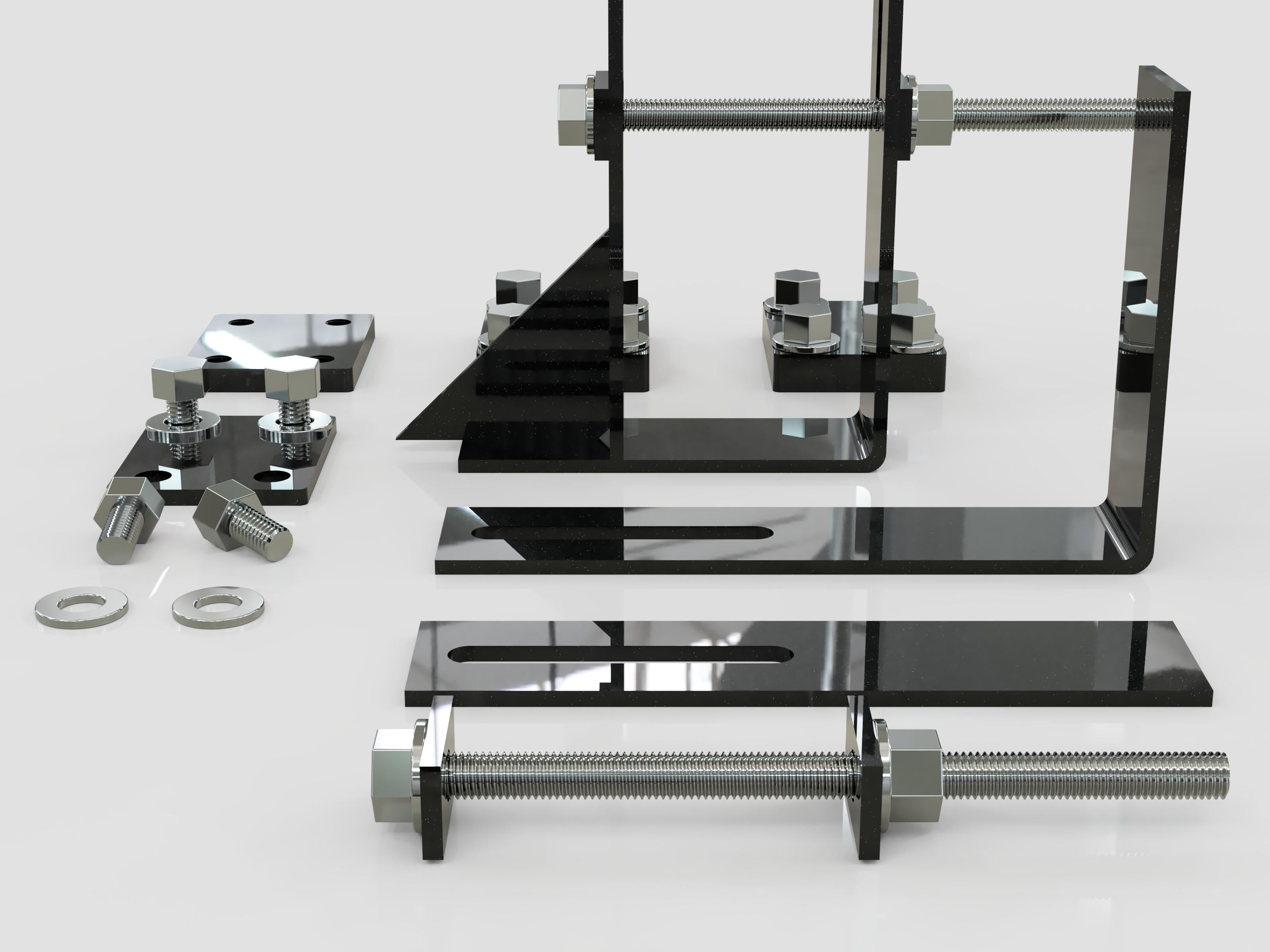 Universal mounting kit includes 6 X Universal Chassis Brackets - 6 x gussets (DIY WELD TOGETHER KIT)